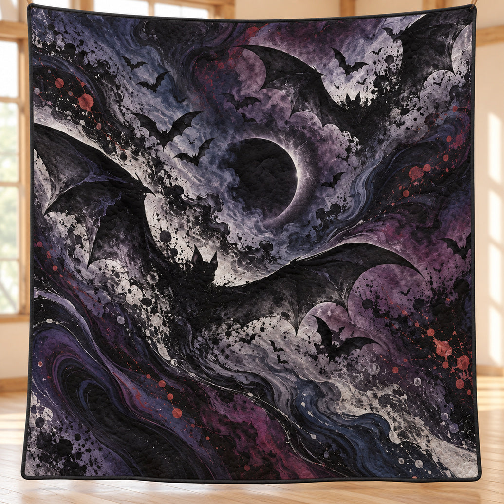 Inkflow Bat Eclipse Quilt Blanket