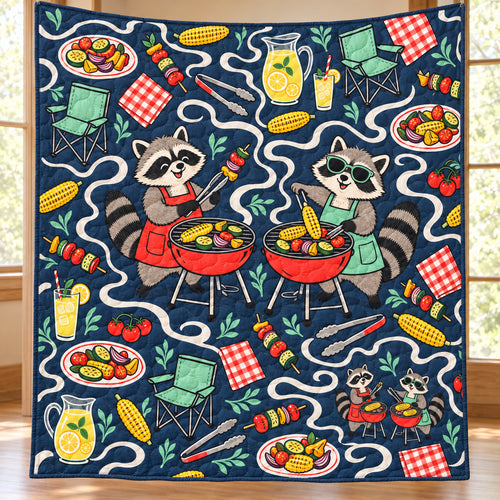 Ember Grill Raccoon Social Quilt Blanket