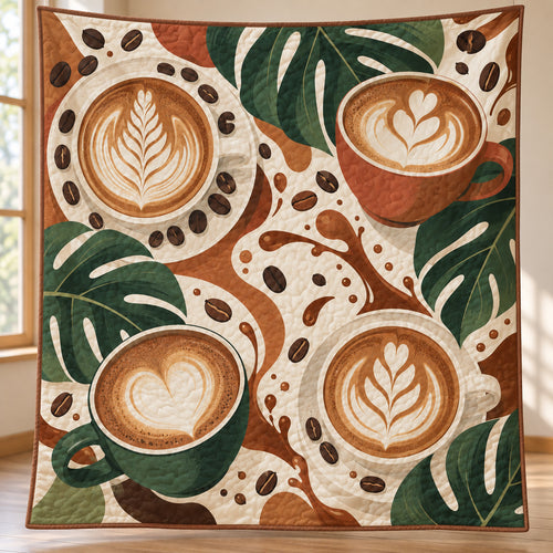 Monstera Crema Studio Quilt Blanket