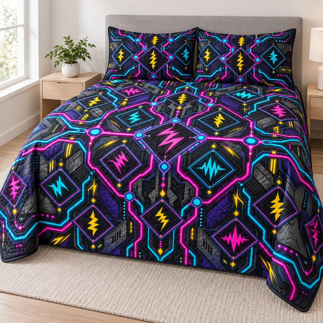 Graphite Neon Arc Matrix Bedding Set