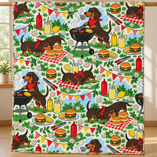 Dachshund Patio Cookout Quilt Blanket
