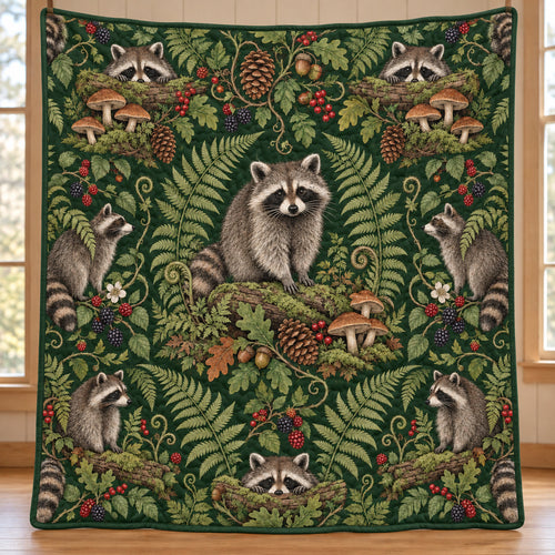 Fernberry Raccoon Walk Quilt Blanket
