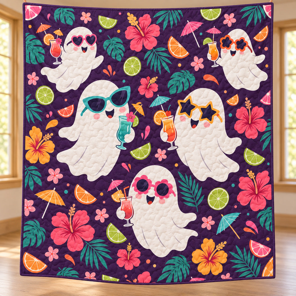 Spectral Sunset Sippers Quilt Blanket