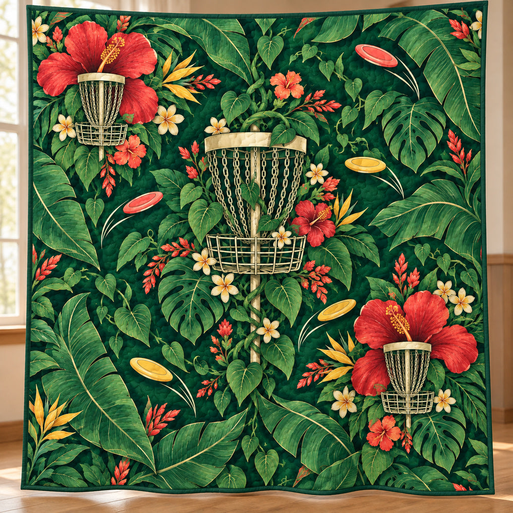Hibiscus Basket Conservatory Quilt Blanket