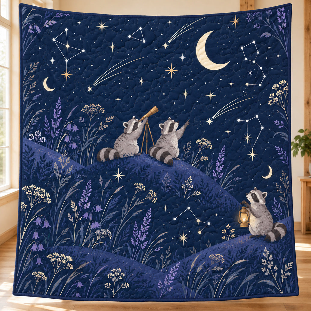 Stargazer Raccoon Knolls Quilt Blanket