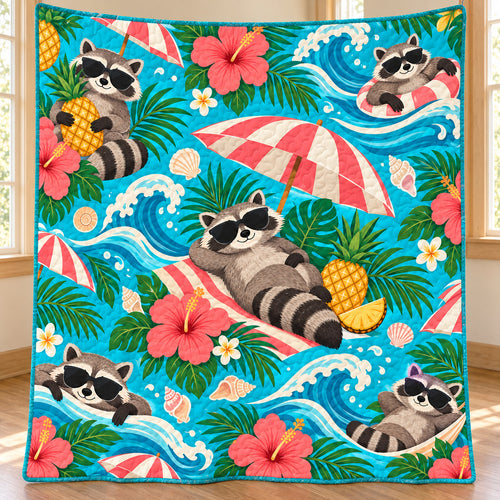 Pineapple Coast Raccoon Club Quilt Blanket