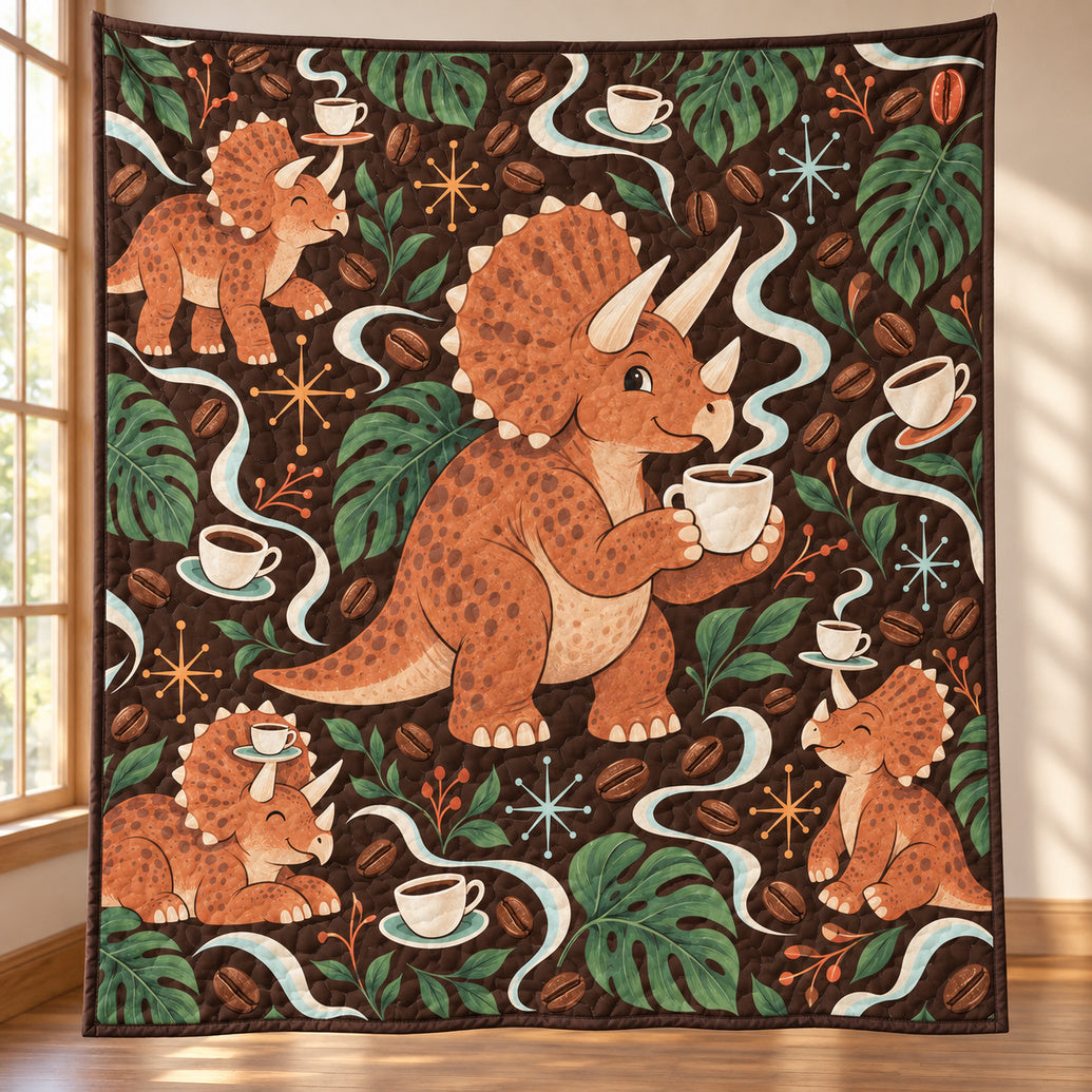 Triceratops Morning Parade Quilt Blanket