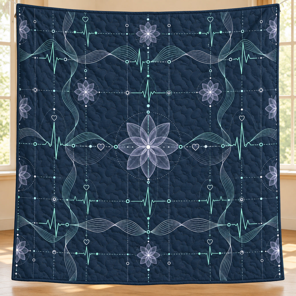 EKG Botanical Circuit Quilt Blanket