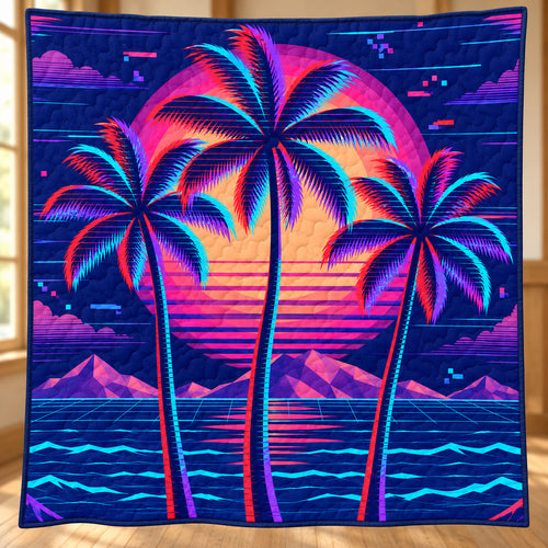 Palm Prism Sundown Quilt Blanket