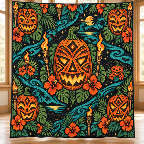Tiki Lantern Harvest Quilt Blanket