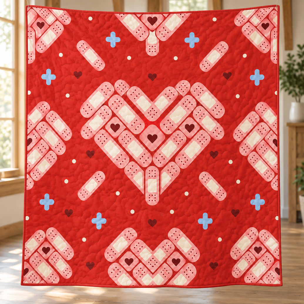 Patchwork Heart Signals Quilt Blanket