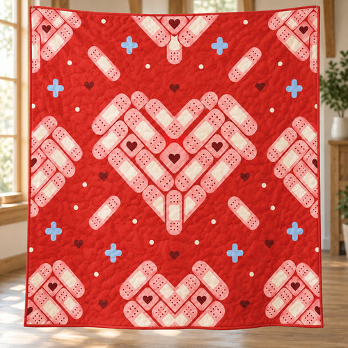 Patchwork Heart Signals Quilt Blanket