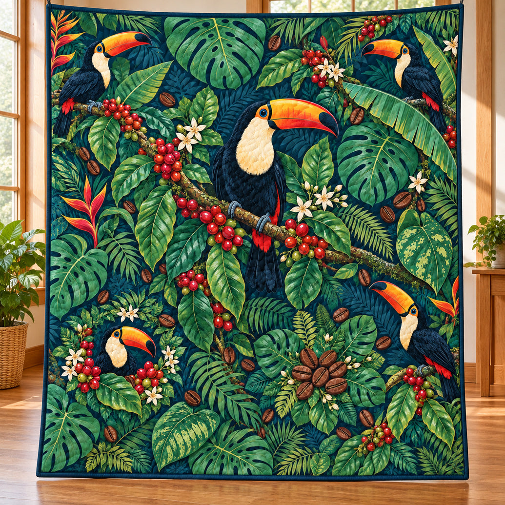 Canopy Bean Toucans Quilt Blanket