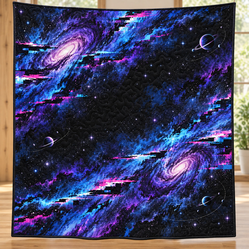 Aurora Fault Galaxy Quilt Blanket