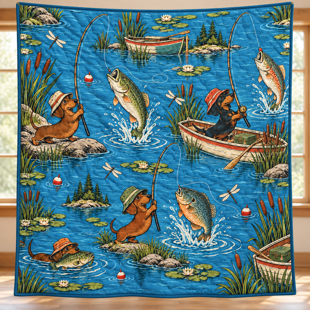Little Angler, Big Catch Quilt Blanket
