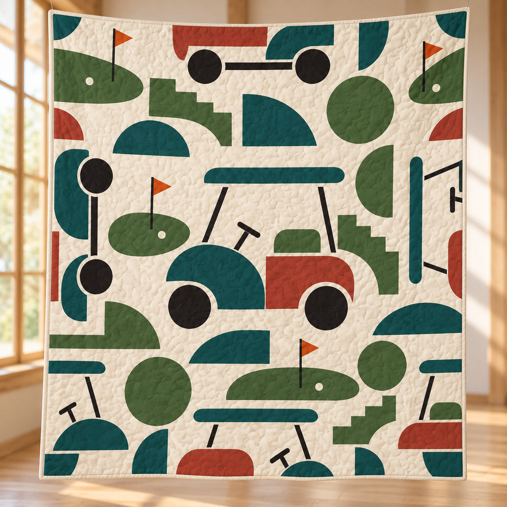 Green Geometry Caravan Quilt Blanket