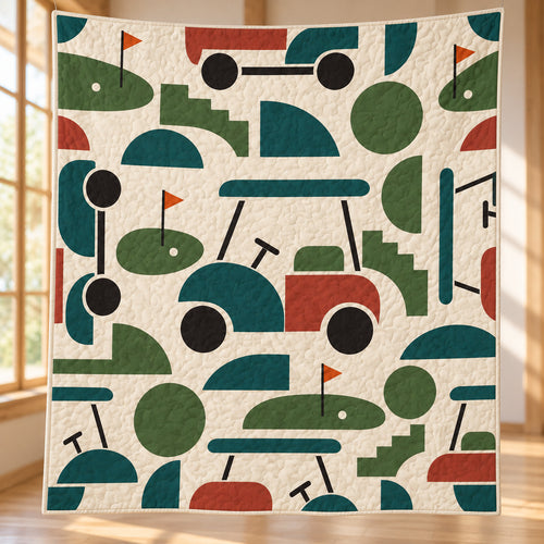 Green Geometry Caravan Quilt Blanket