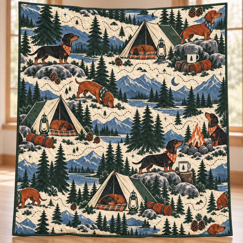 Lantern Trail Dachshund Camp Quilt Blanket