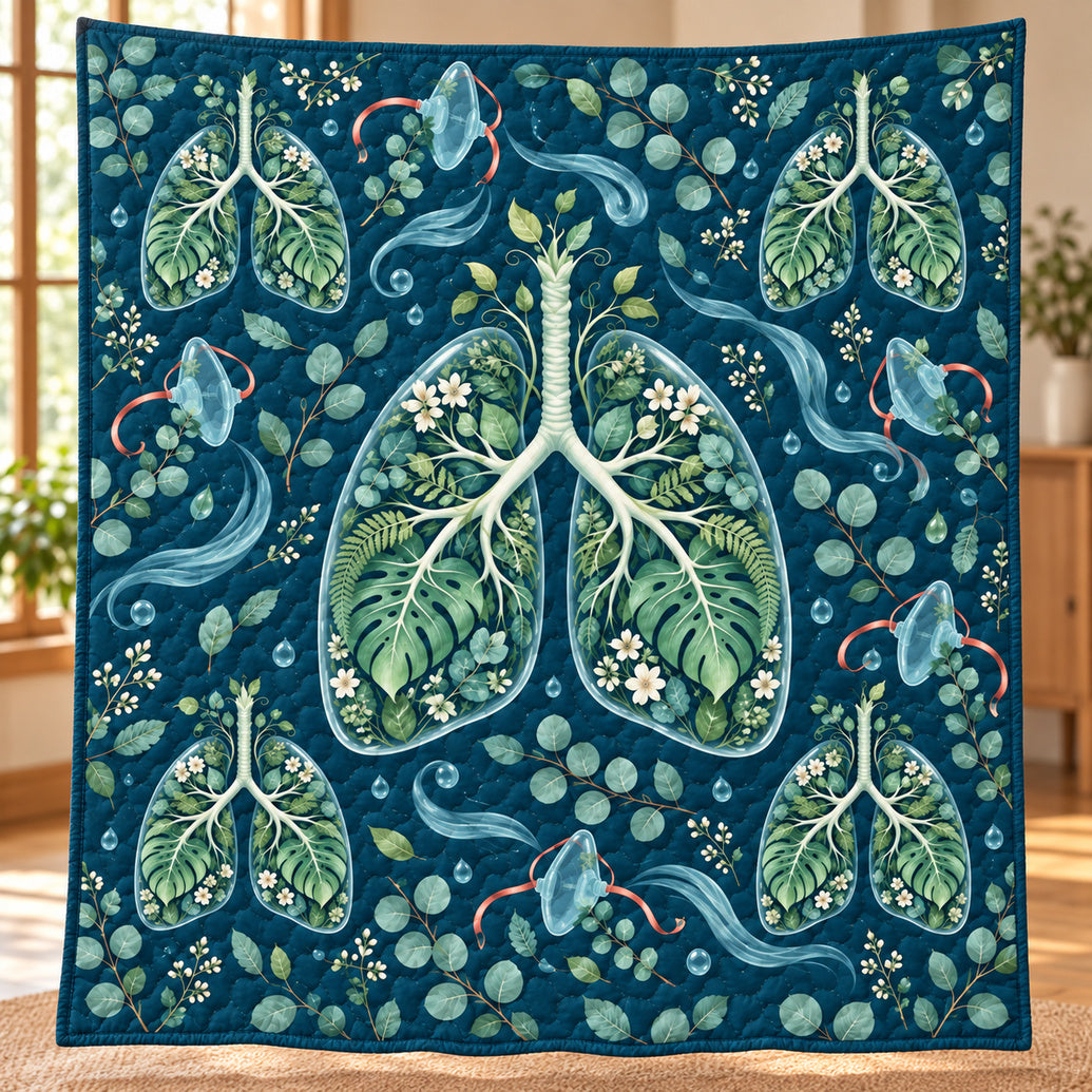 Breathe Wild Botanical Lungs Quilt Blanket