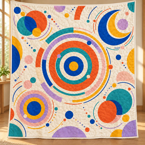 Orbiting Color Discs Quilt Blanket