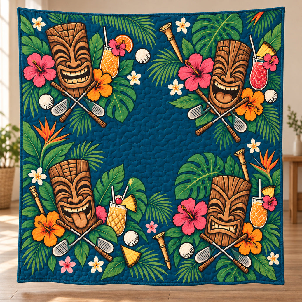Tiki Tee Time Toast Quilt Blanket
