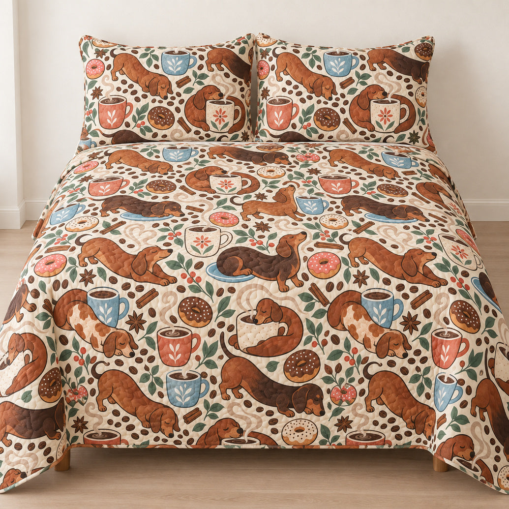 Dachshund Café Curlicues Bedding Set