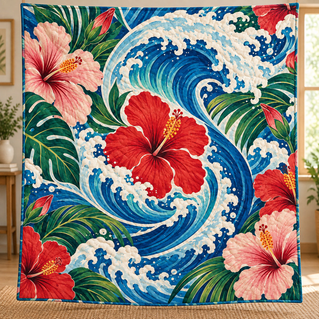Hibiscus Breaker Bloom Quilt Blanket