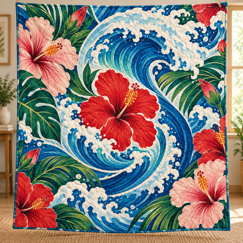 Hibiscus Breaker Bloom Quilt Blanket
