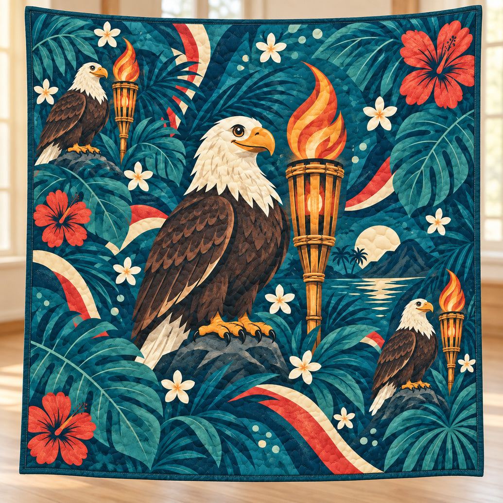 Luau Eagle Lanterns Quilt Blanket