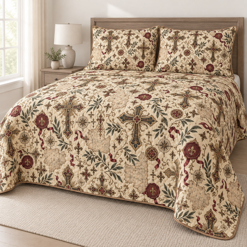 Gilded Reliquary Crosswork Bedding Set