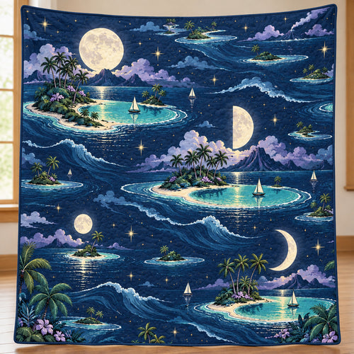 Moonlit Atoll Lanterns Bedroom Quilt Blanket