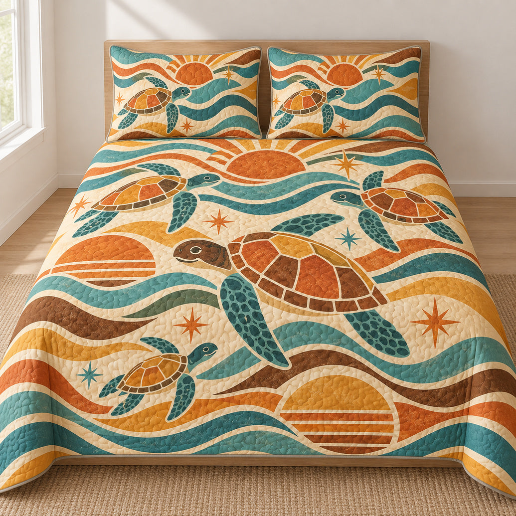 Seventies Turtle Sunblocks Bedding Set