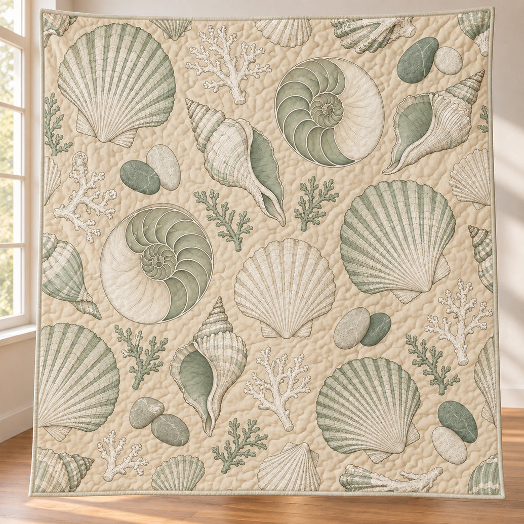 Sage Shell Gallery Quilt Blanket