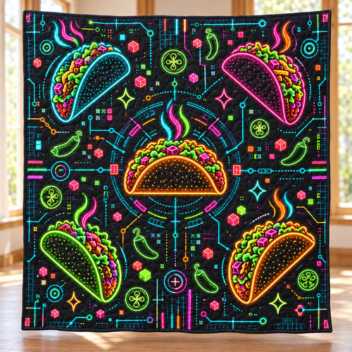 Neon Taco Circuit Quilt Blanket