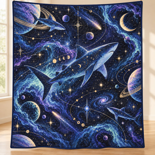 Starlight Shark Orbit Quilt Blanket