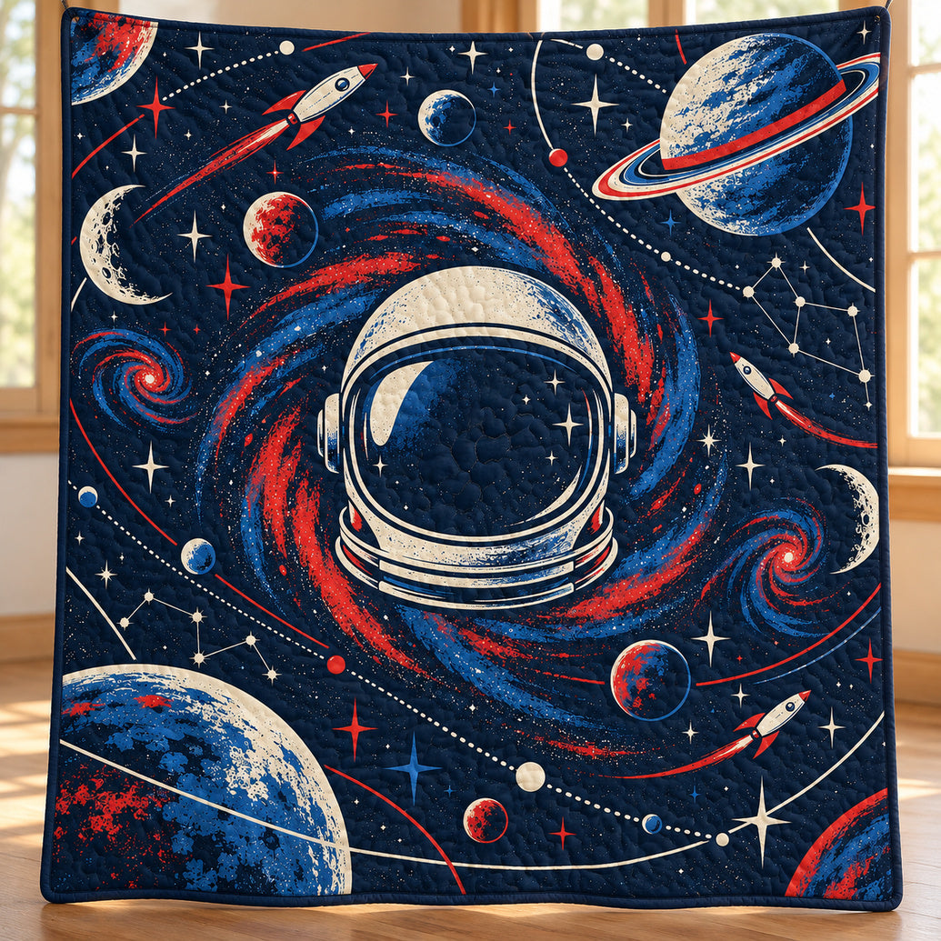 Cosmic Red White Blue Expedition Quilt Blanket