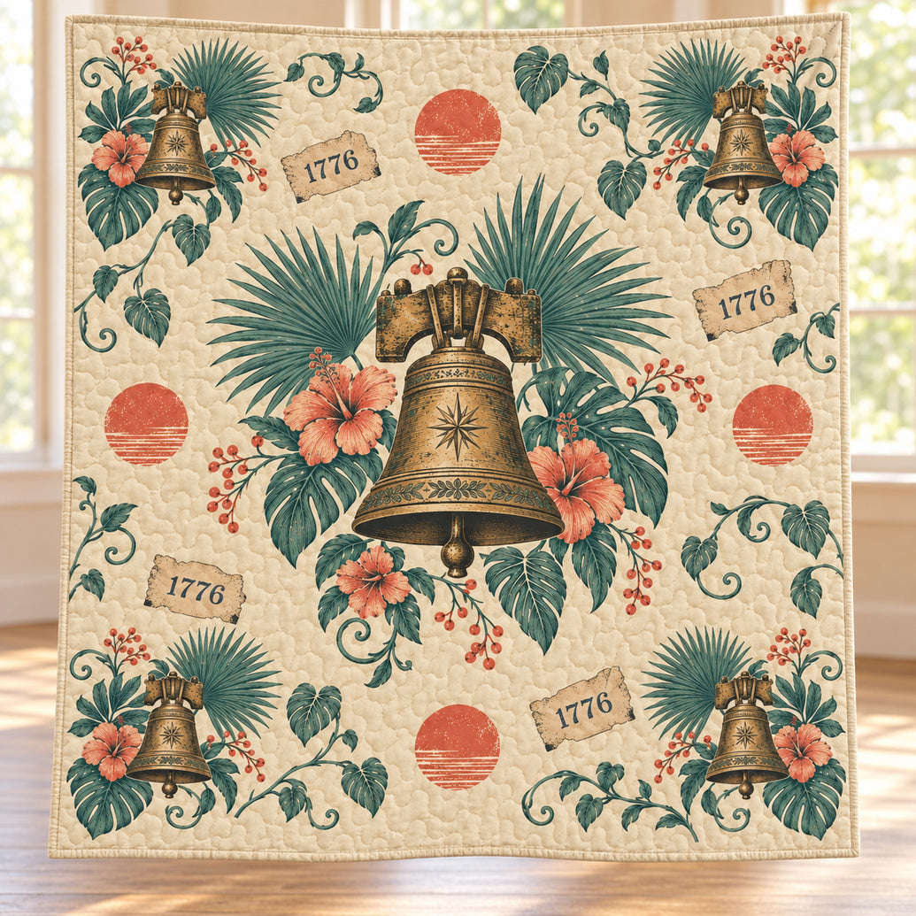 Liberty Bell Palm Almanac Quilt Blanket