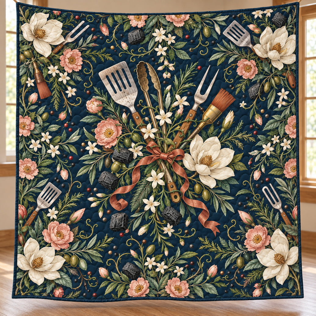 Garden Tool Barbecue Quilt Blanket