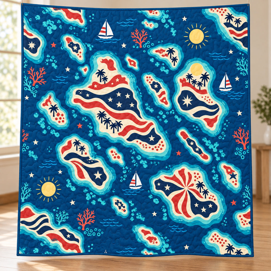 Stars-and-Stripes Island Relay Quilt Blanket