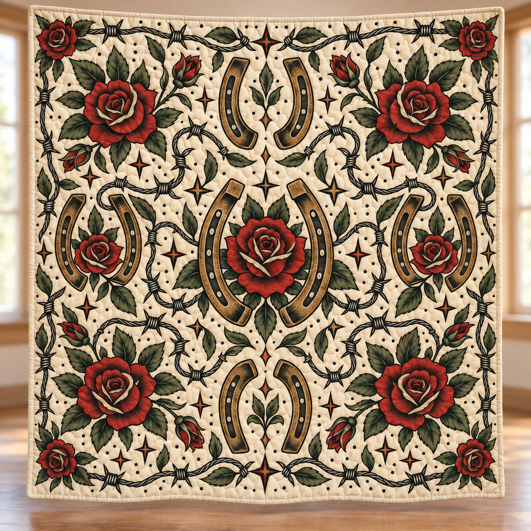 Barbed Rose Lucky Flash Quilt Blanket