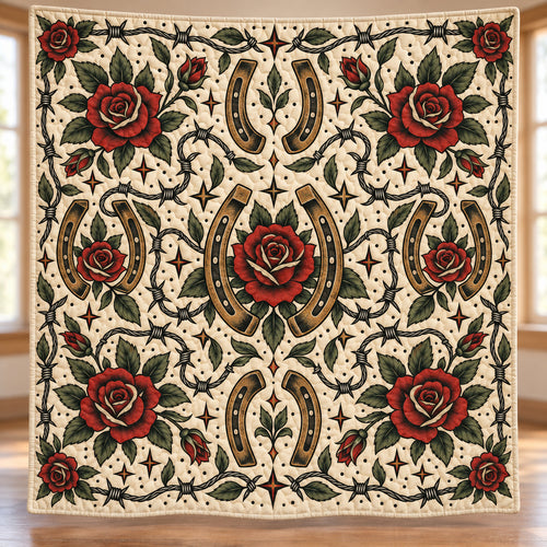 Barbed Rose Lucky Flash Quilt Blanket