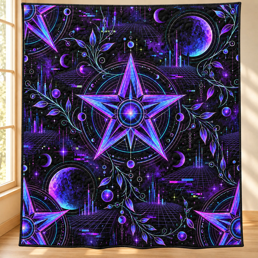 Ultraviolet Signal Pentacles Bedroom Quilt Blanket