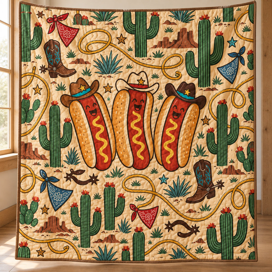 Saguaro Mustard Rodeo Quilt Blanket