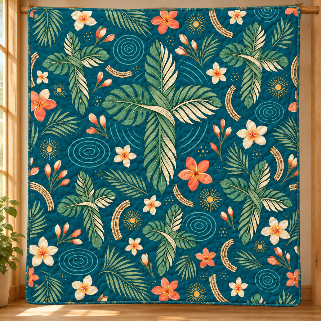 Palm Cross Canopy Quilt Blanket