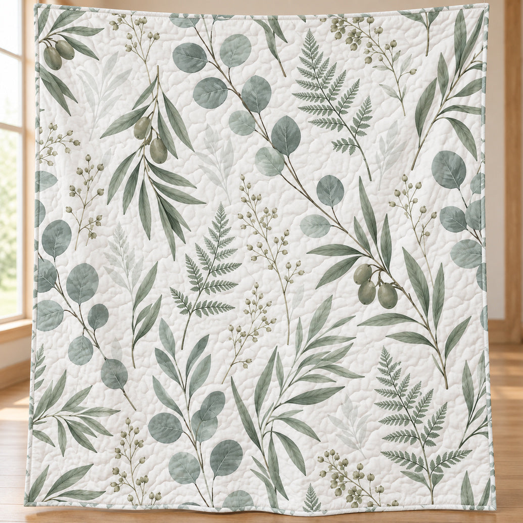Sage Herbarium Air Quilt Blanket