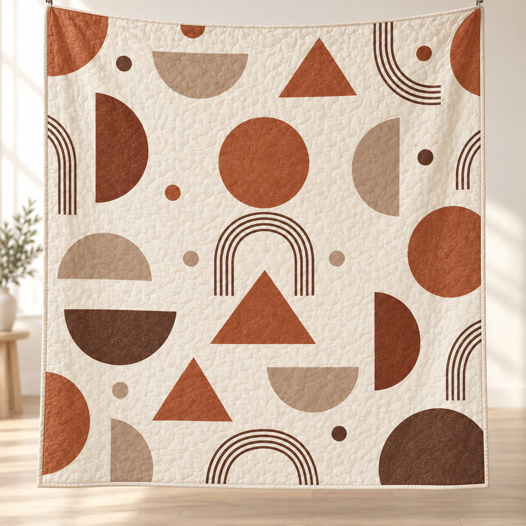 Terracotta Orbit Tile Quilt Blanket