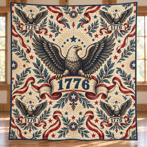 Bicentennial Eagle Banners Quilt Blanket