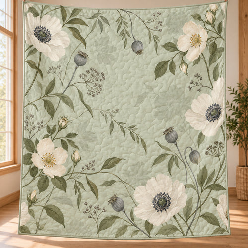 Sage Petal Whisper Quilt Blanket