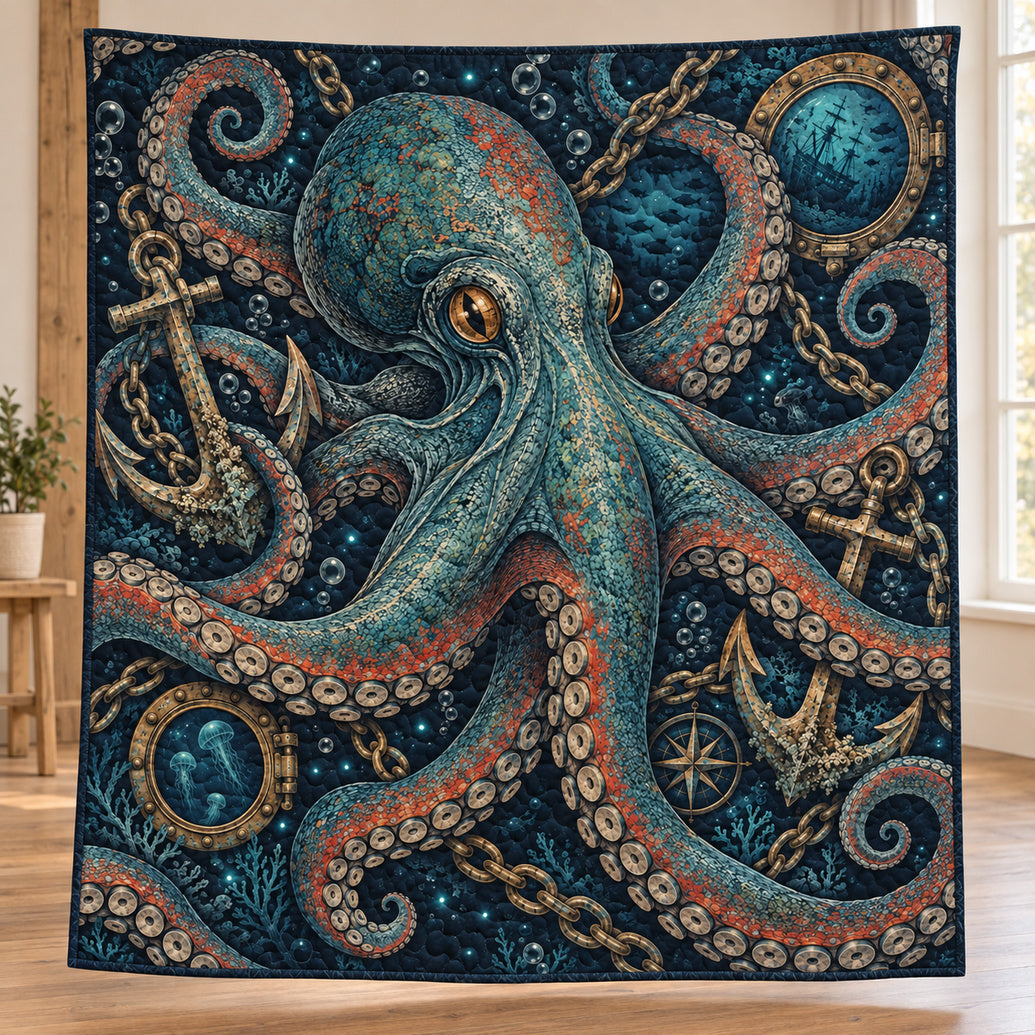 Abyssal Anchor Octopus Quilt Blanket