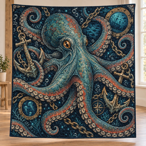 Abyssal Anchor Octopus Quilt Blanket